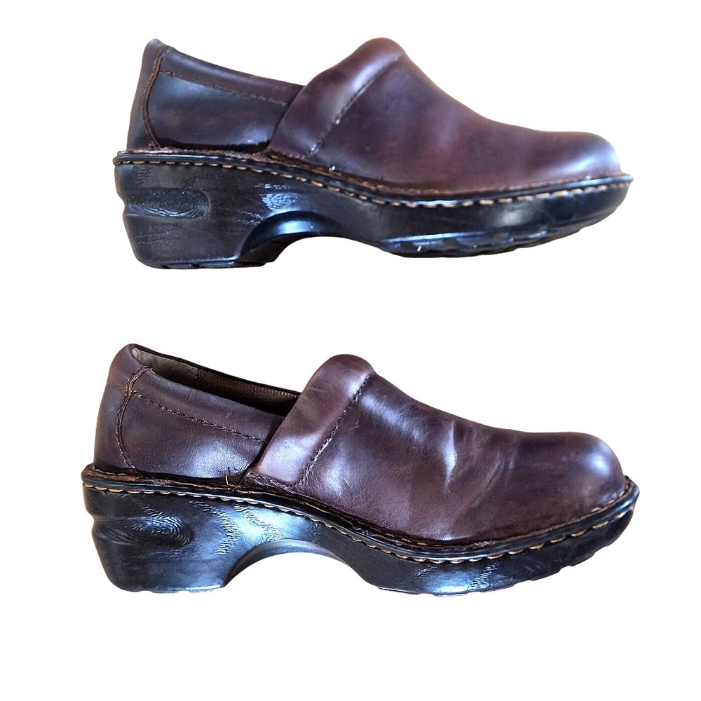 BOC Born Concept Peggy‎ Brown Oiled Leather Clogs Slip On Shoes Women Size 7.5W
